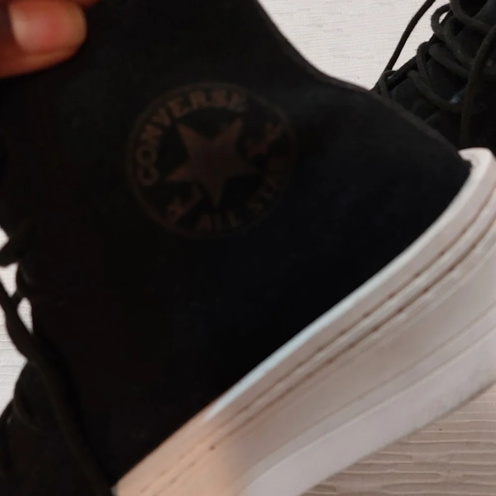 Black High-Top Platform Sneakers with White Toe and Sole - Picture 8 of 10